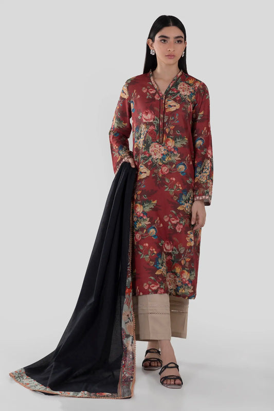 Maroon Floral Kurta