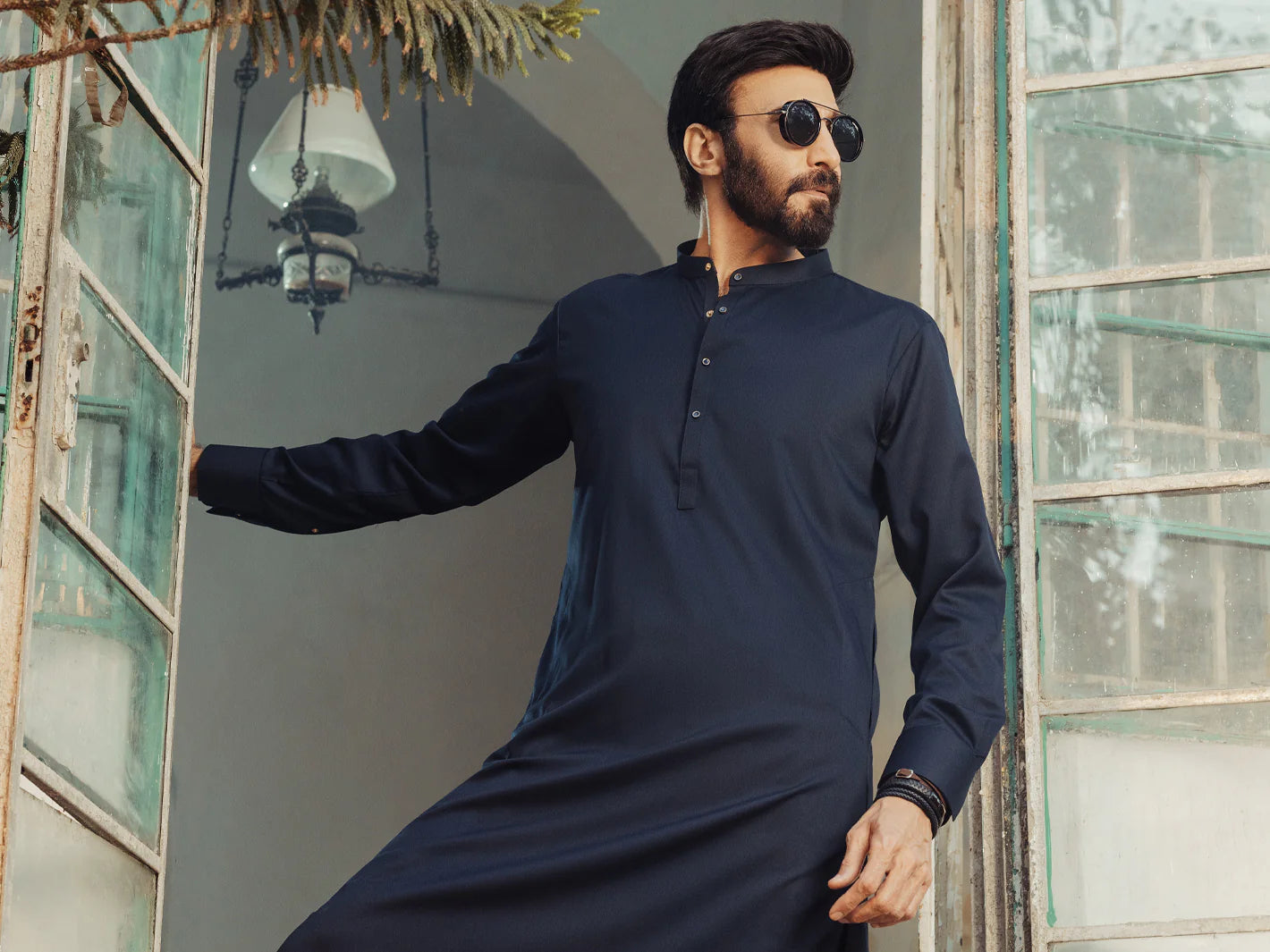 Midnight Blue Plain Kameez Shalwar