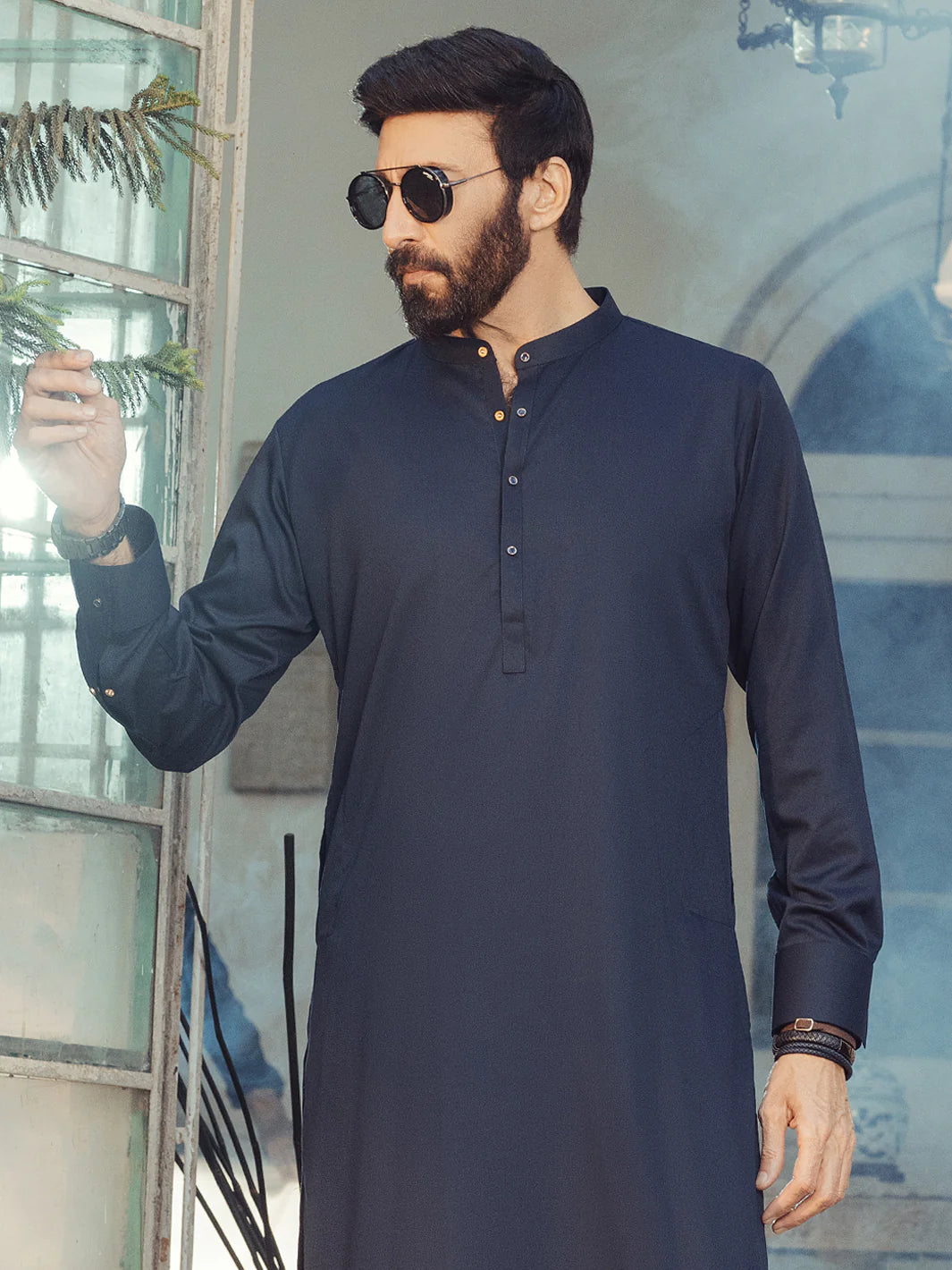 Midnight Blue Plain Kameez Shalwar