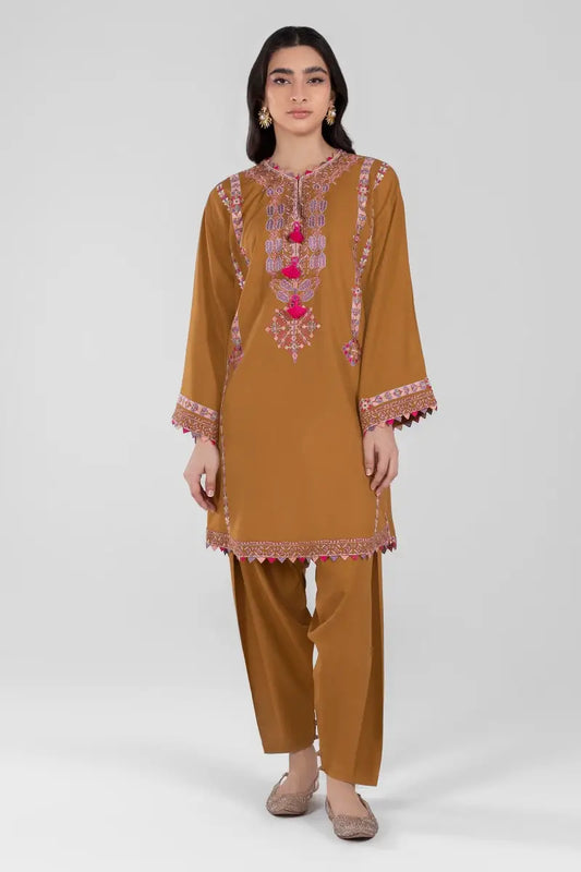 Mustard Embroidered Kurta