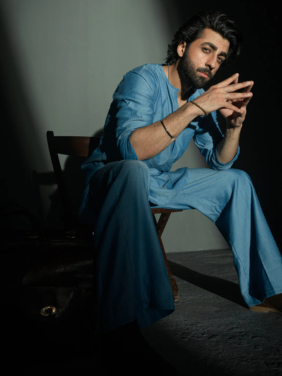 Light Blue Denim Kurta Trousers