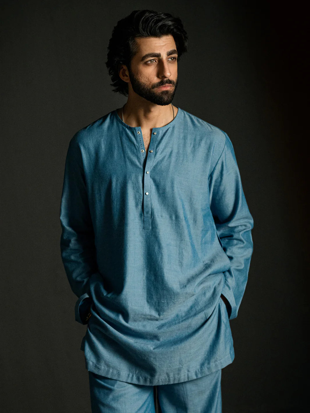 Light Blue Denim Kurta Trousers