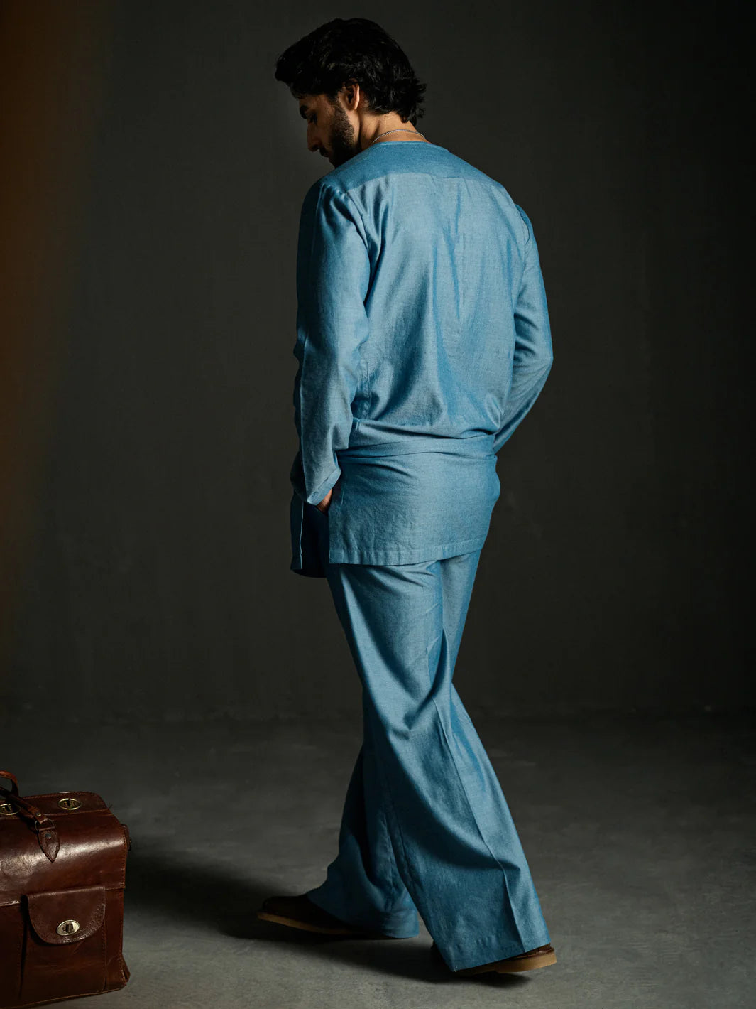 Light Blue Denim Kurta Trousers