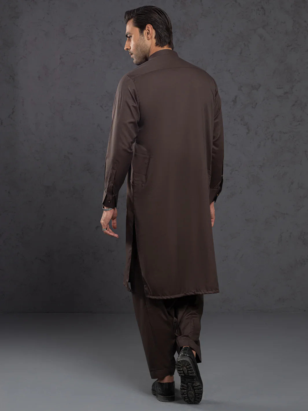 Brown Plain Kameez Shalwar