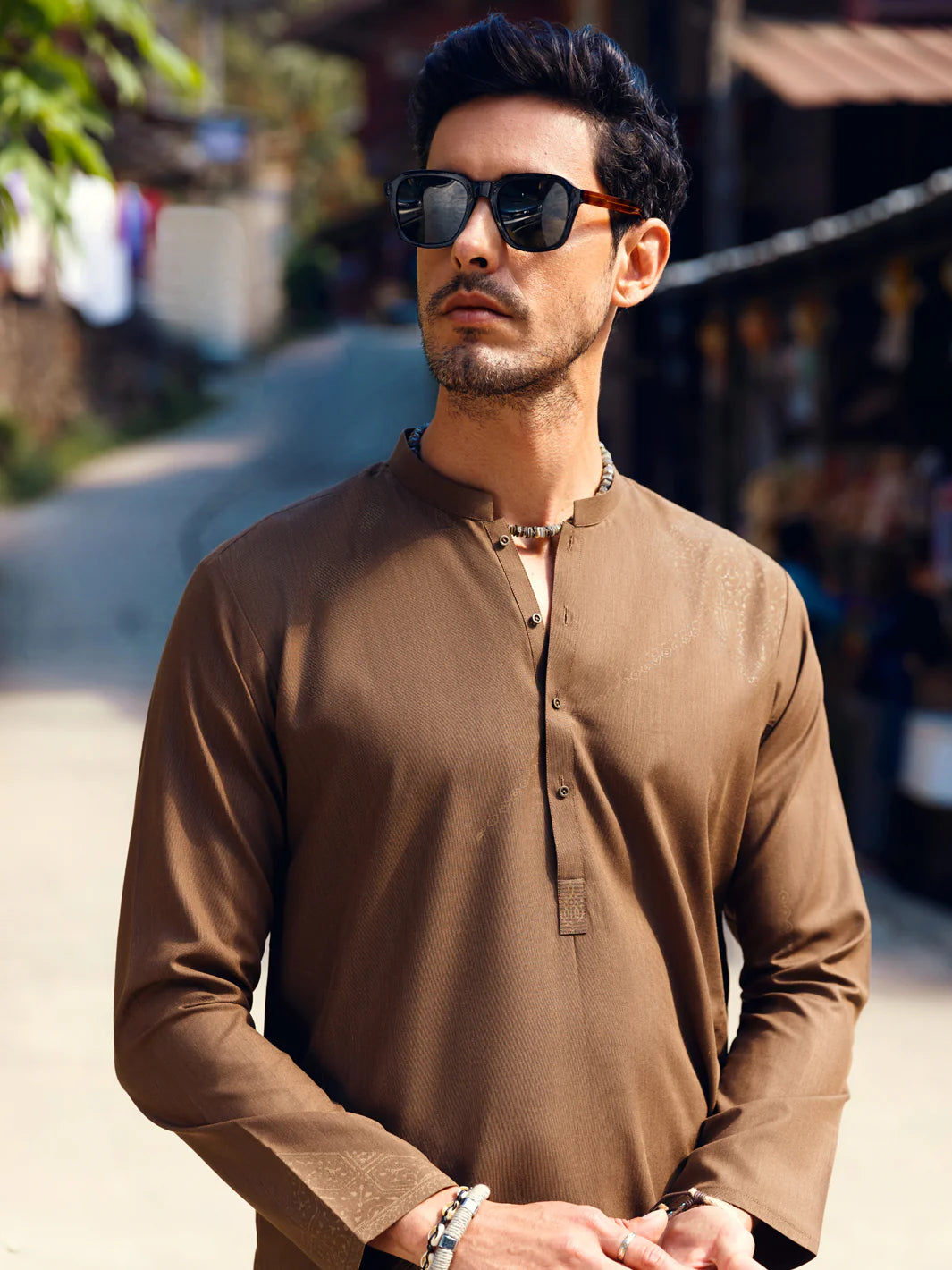 Brown Blended Kurta
