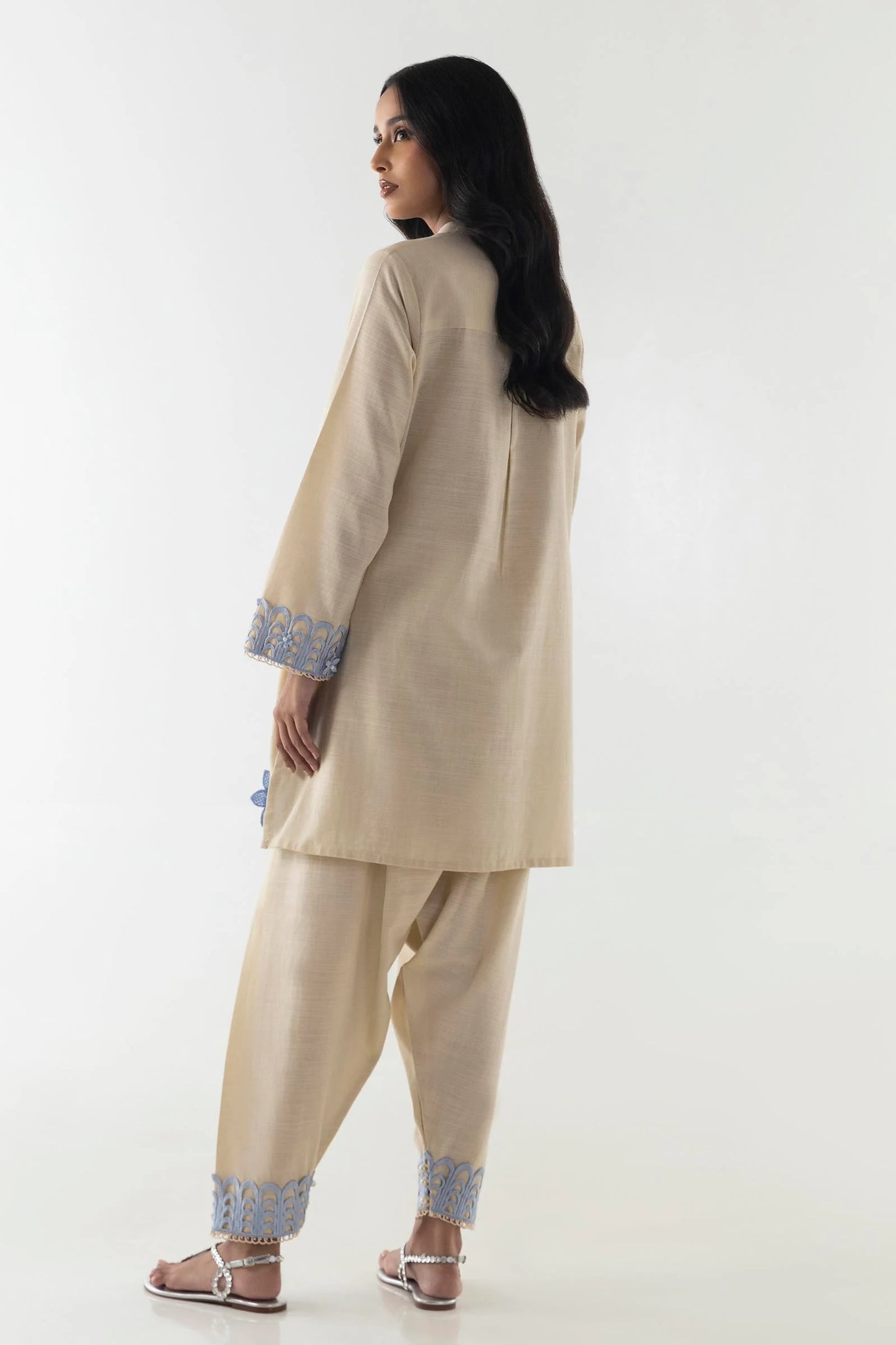 Ghazal-Creme Embroidered Shirt Shalwar