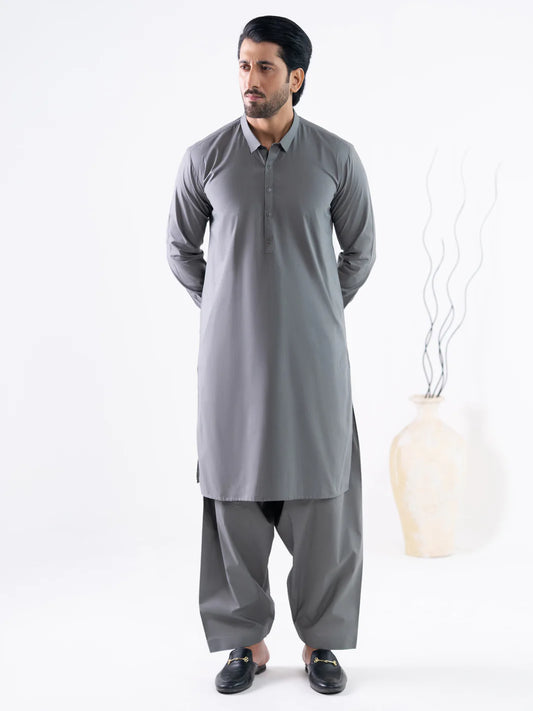Grey Cotton Kameez Shalwar