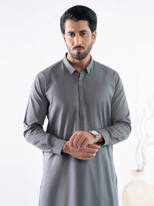 Grey Cotton Kameez Shalwar