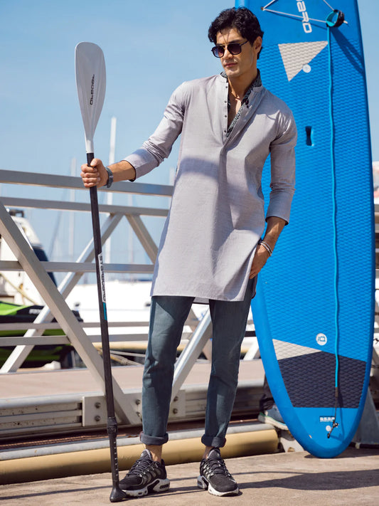 Grey Cotton Kurta