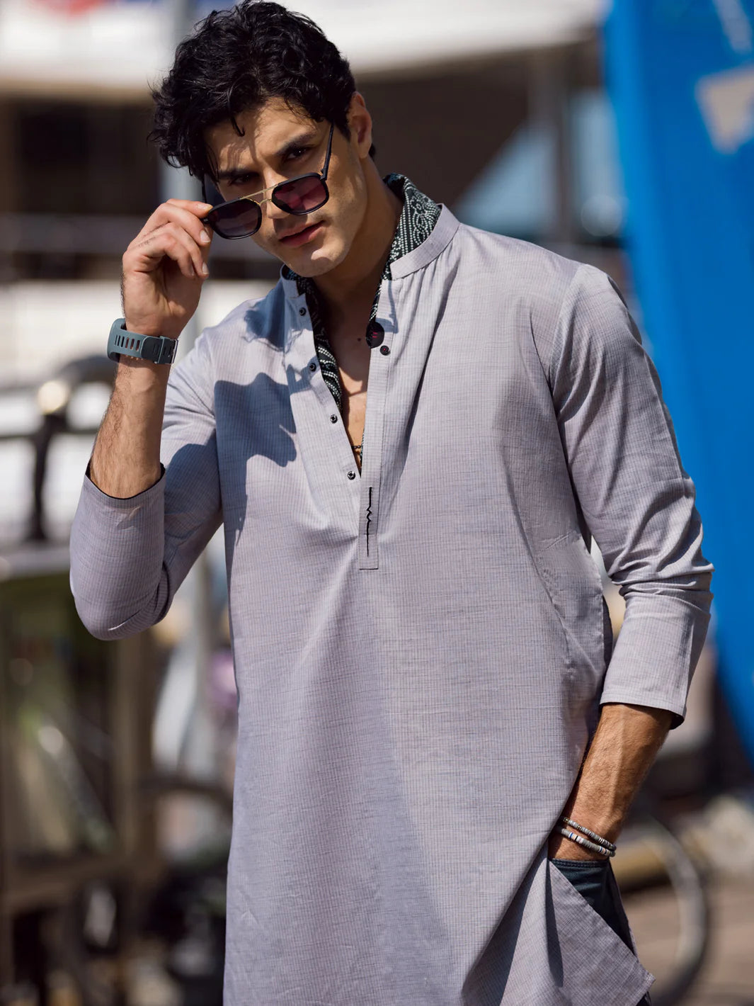 Grey Cotton Kurta