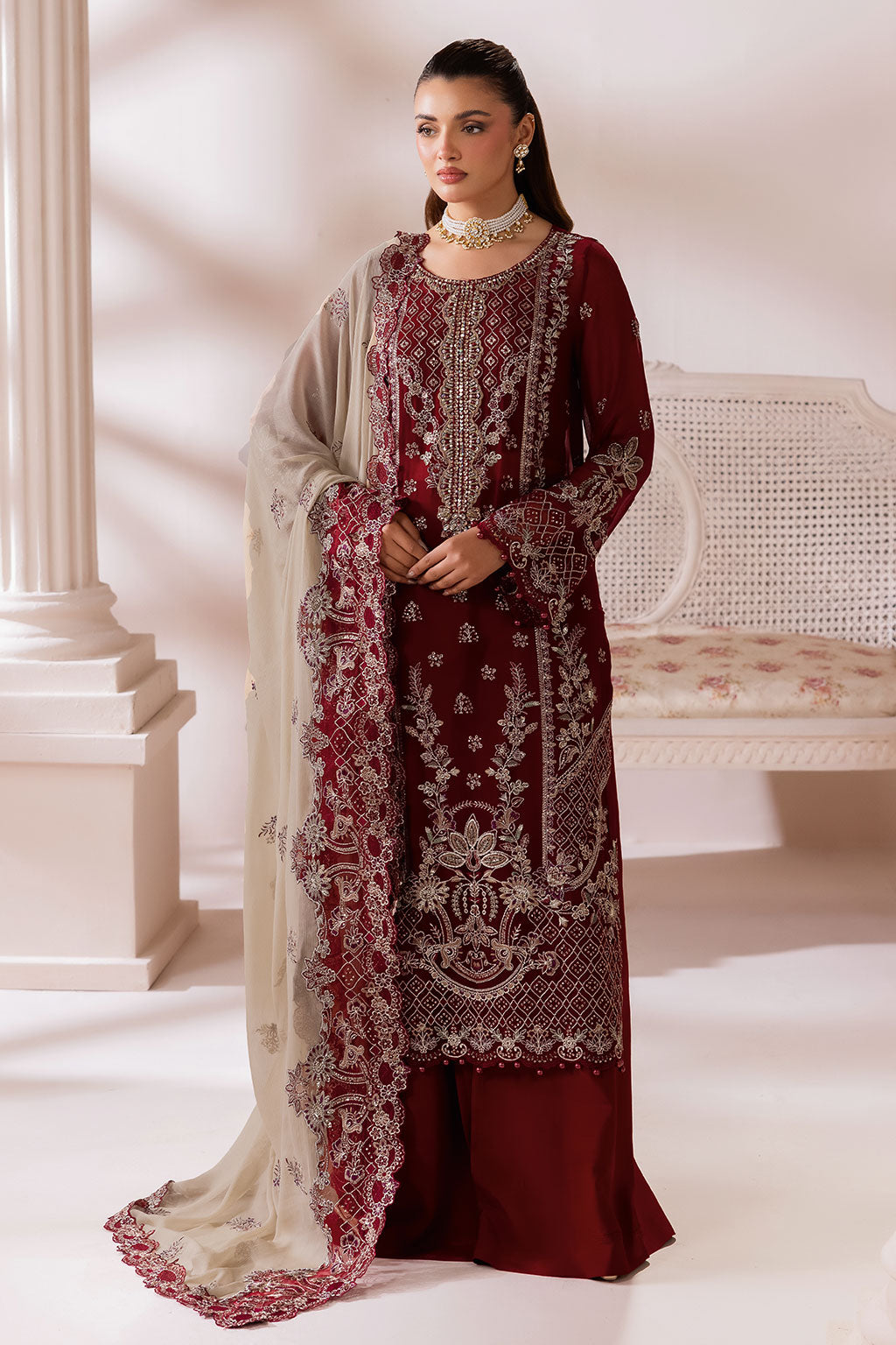 Hoor - Chiffon Embroidered Suit -3PC