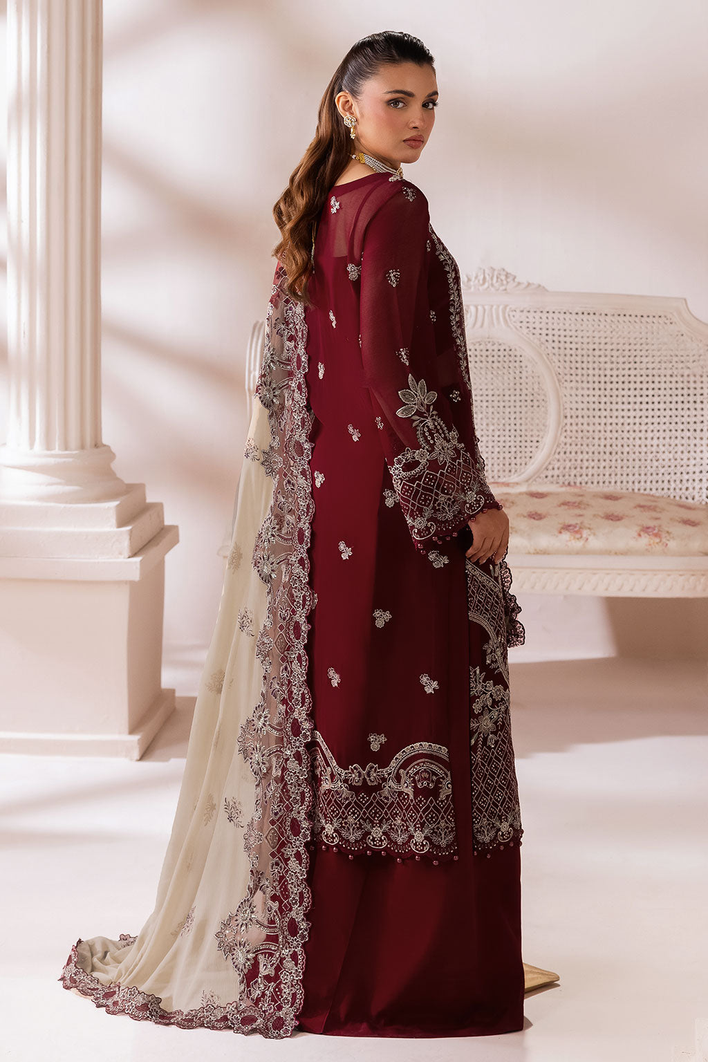 Hoor - Chiffon Embroidered Suit -3PC