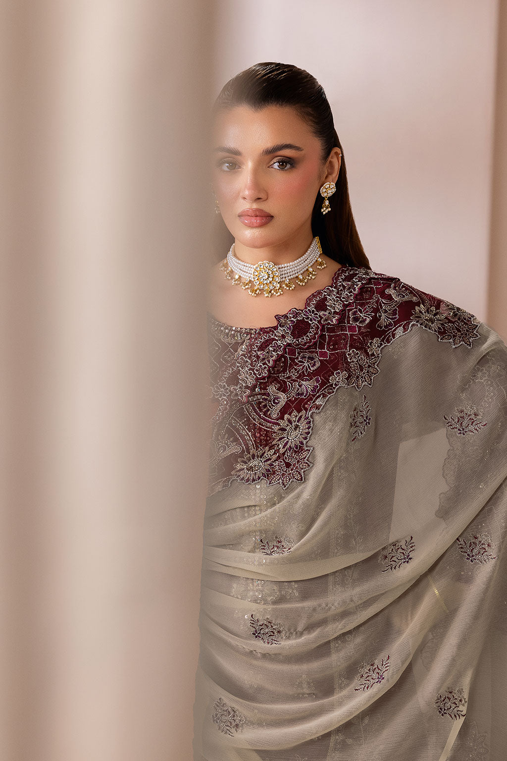 Hoor - Chiffon Embroidered Suit -3PC