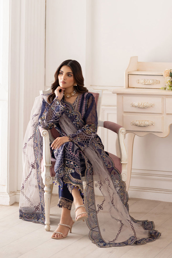 Huda - Embroidered Organza Suit - 3PC