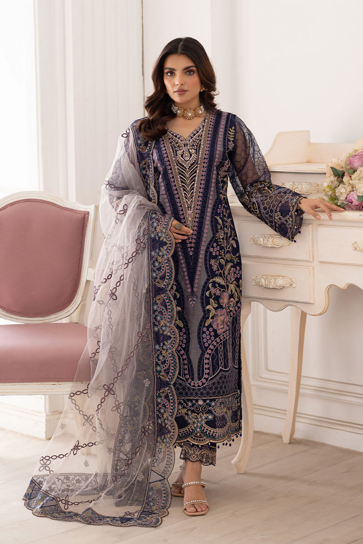 Huda - Embroidered Organza Suit - 3PC