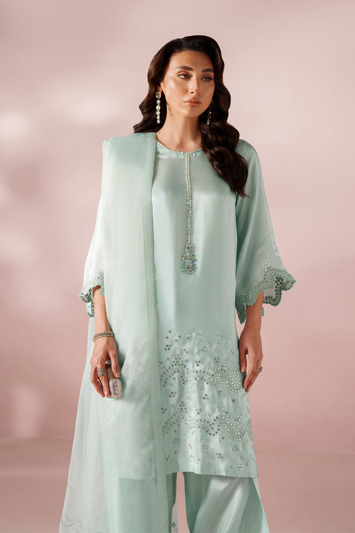 Marjan- Ice Blue Silk Suit - 3PC