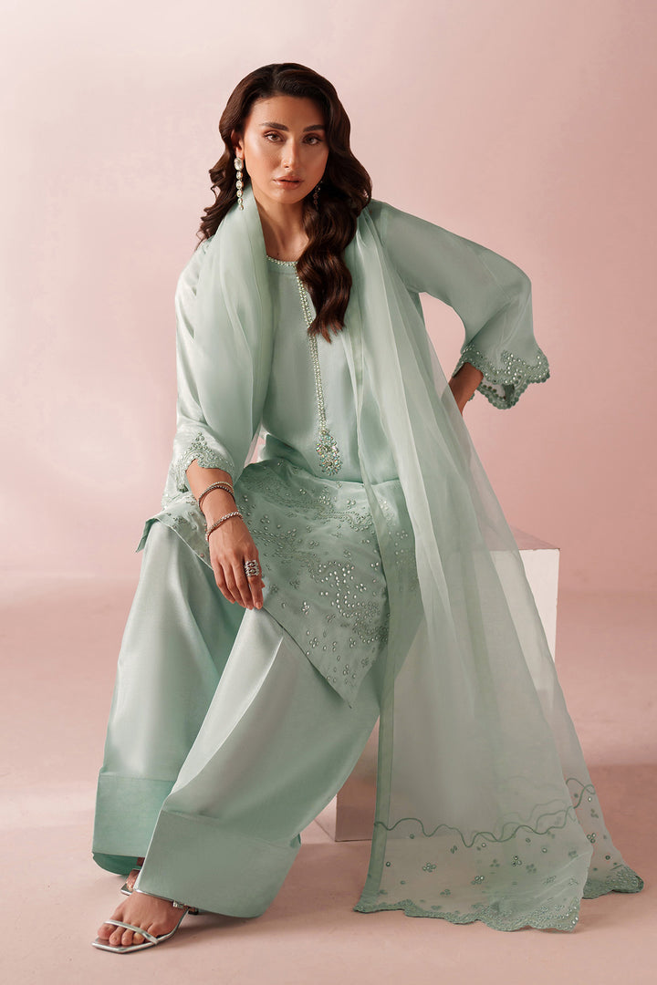 Marjan- Ice Blue Silk Suit - 3PC
