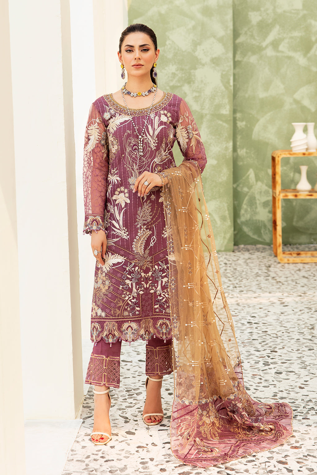 Mirha - Embroidered Organza Suit - 3PC