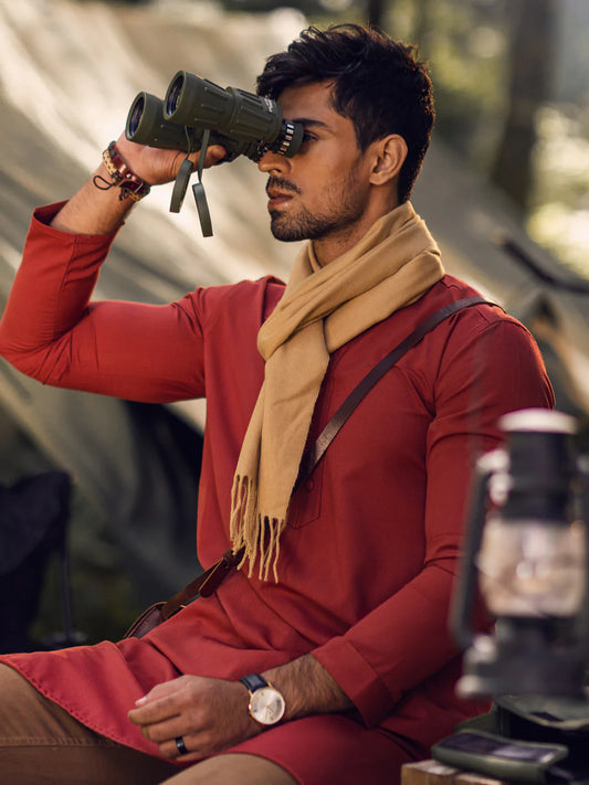 Red Modern Fit Kurta