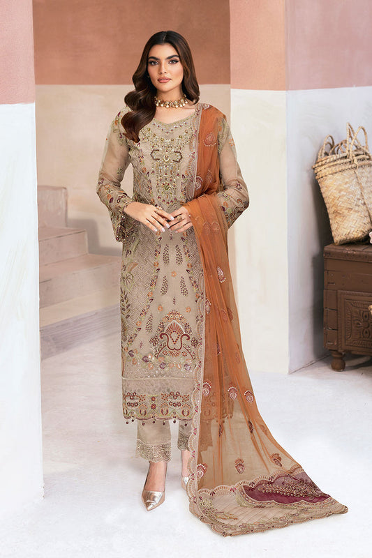 Sahar - Organza Embroidered Suit - 3PC