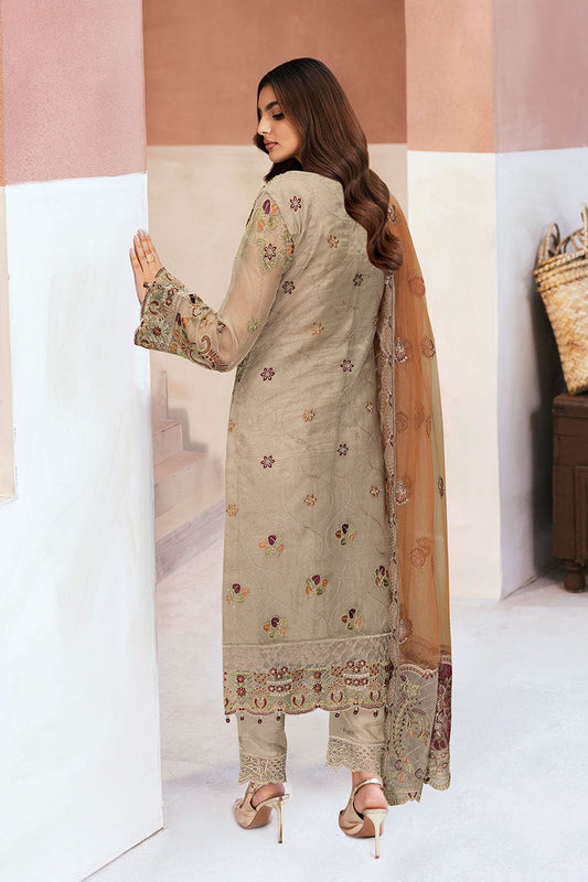 Sahar - Organza Embroidered Suit - 3PC