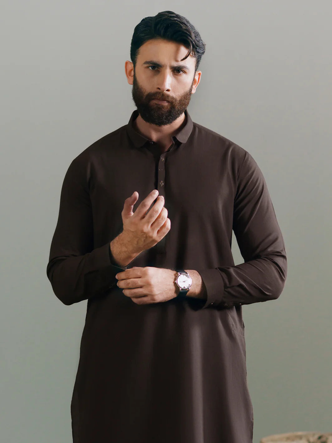 Brown Semi Formal Kameez Shalwar