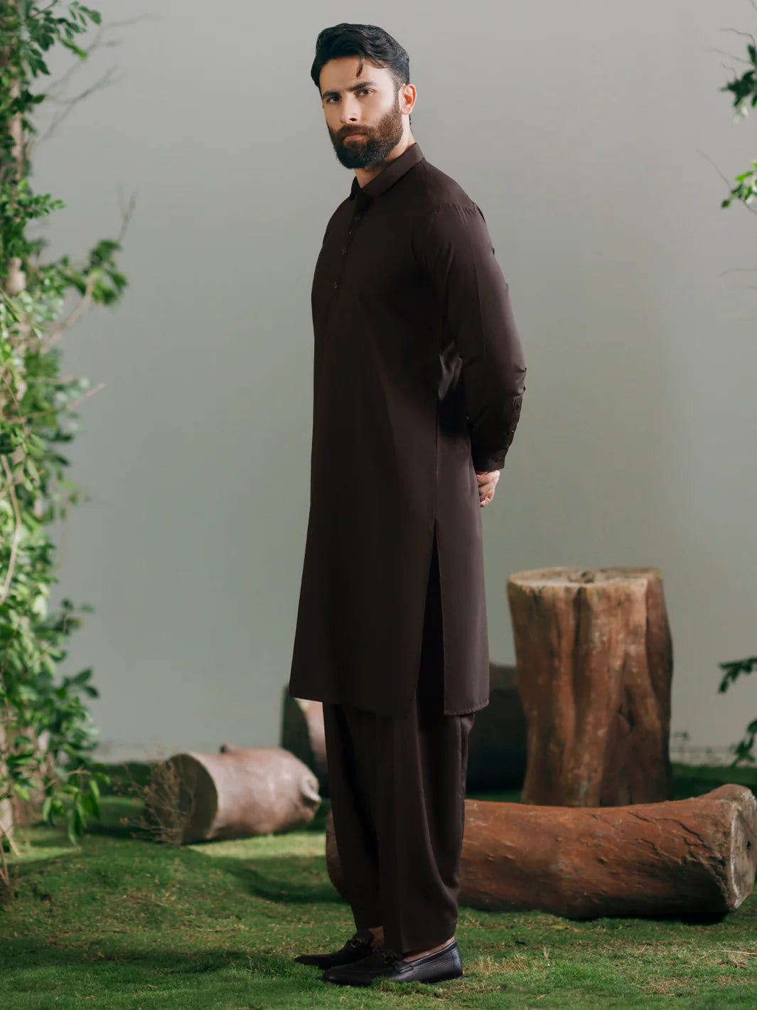 Brown Semi Formal Kameez Shalwar