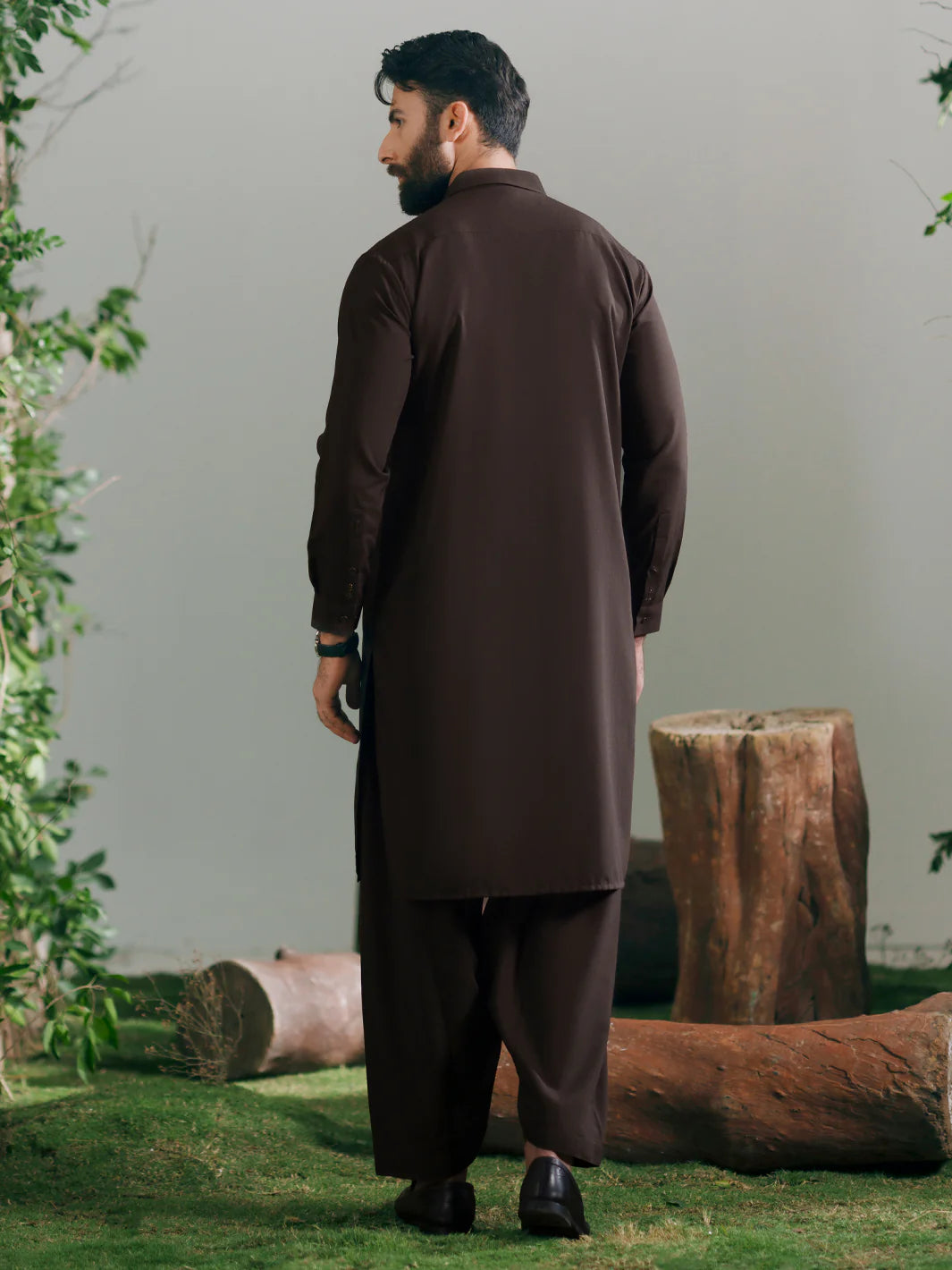 Brown Semi Formal Kameez Shalwar