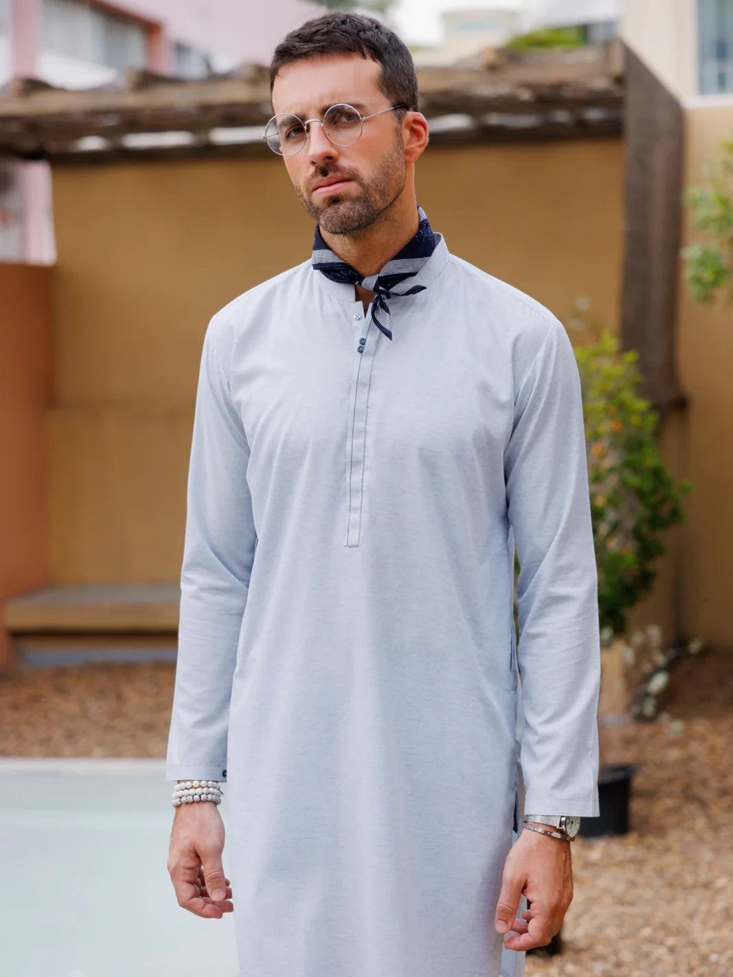 Sky Blue Blended Kurta
