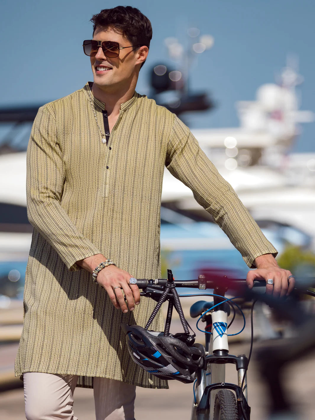 Olive Green - Woven Kurta