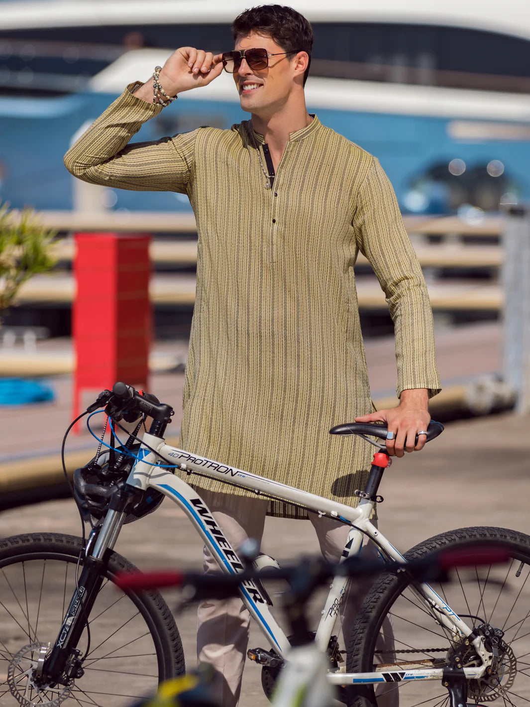 Olive Green - Woven Kurta