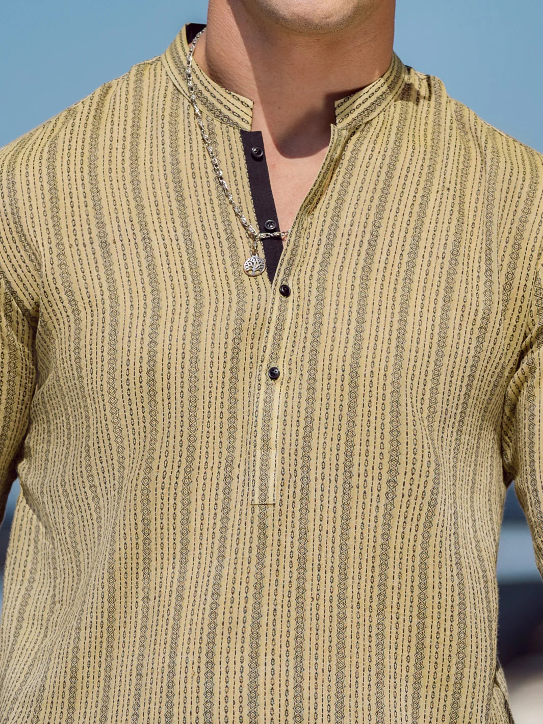 Olive Green - Woven Kurta