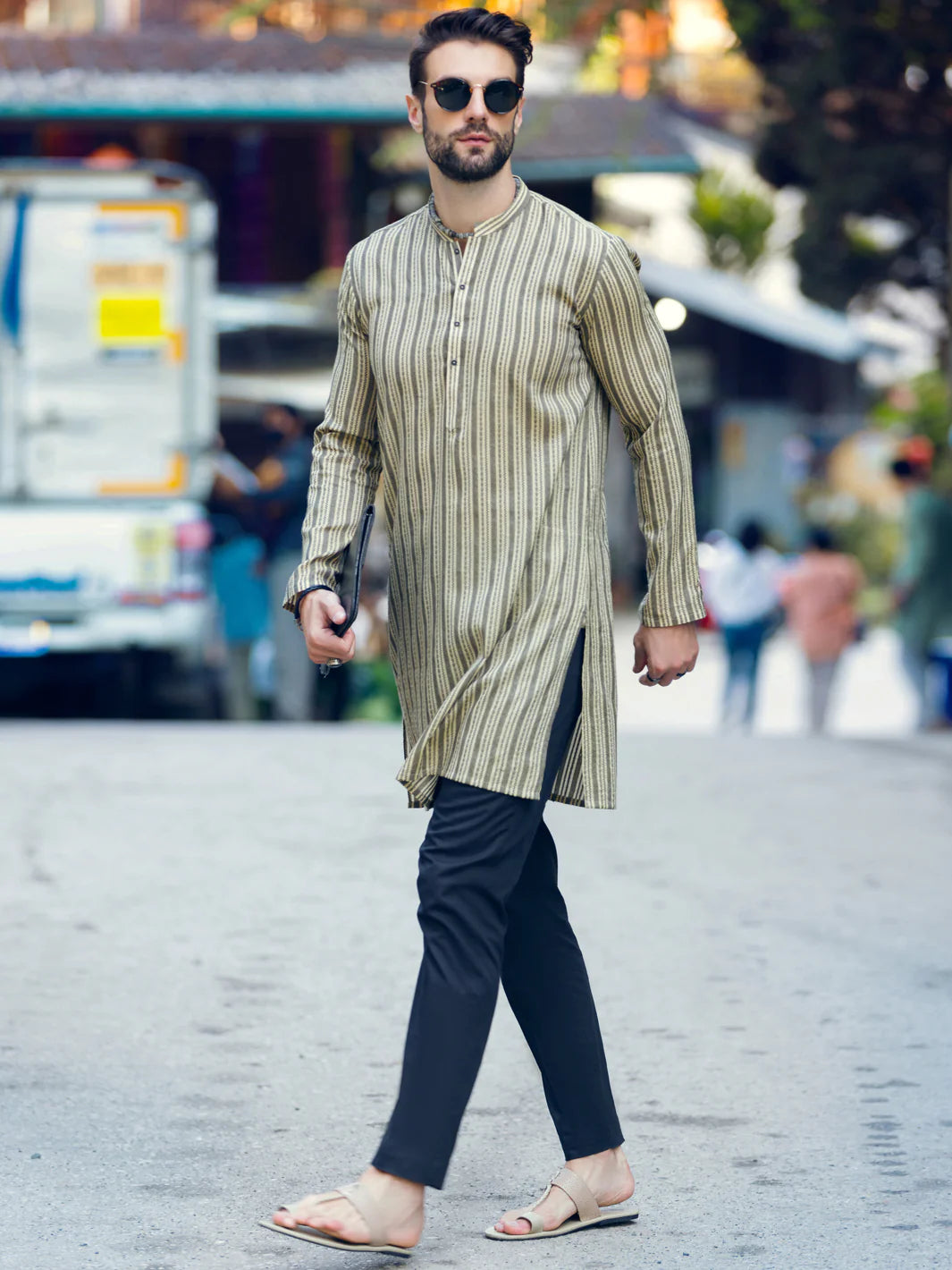 Light Yellow Woven Kurta