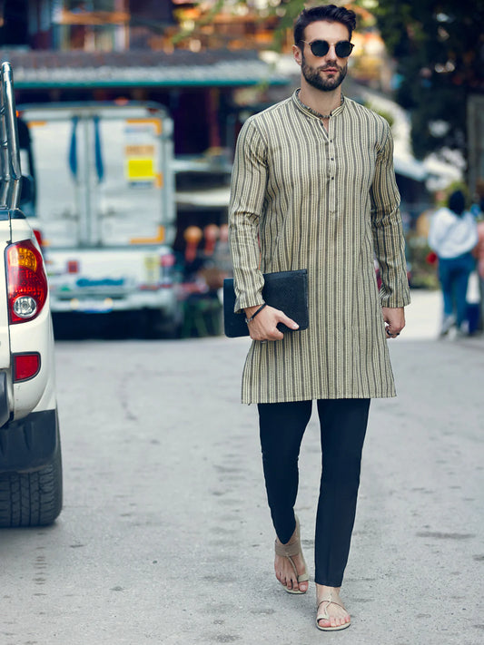 Light Yellow Woven Kurta