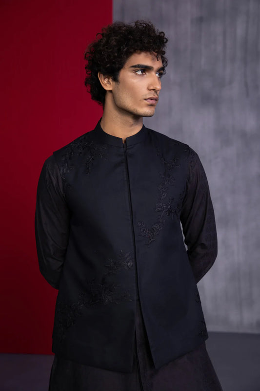 Black Embroidered Waistcoat